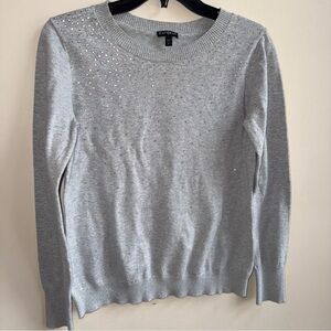 Grey Express Sweater with Crystal Rhinestones Large